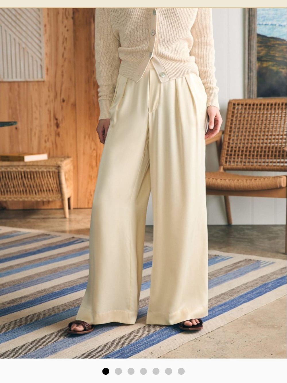 Faherty Gemma Silk Trousers - Pearl Ivory